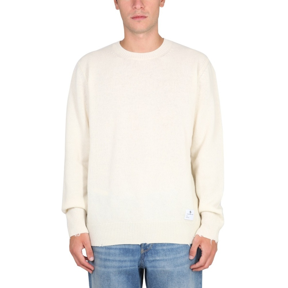 DEPARTMENT FIVE Ribbed Collar Sweater With Cross-Neck Detail